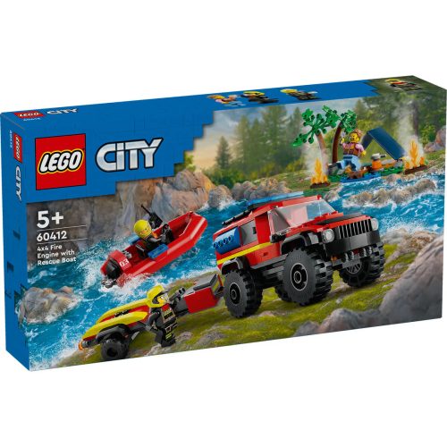 LEGO® CITY 60412 4X4 TŰZOLTÓAUTÓ MENTŐCSÓNAKKAL